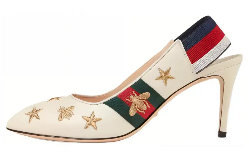 GUCCI Bee Star Bee Slim Heel High Heels Women's White