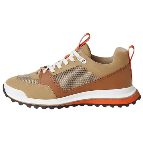 HERMES Leader Suede Low top Casual Shoes 4.1cm Men's Tan