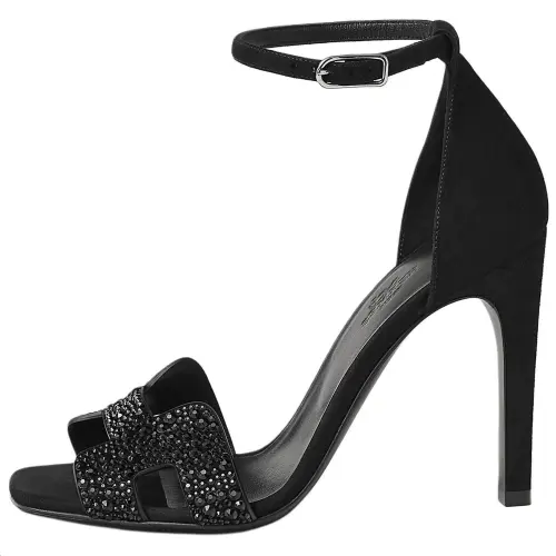 HERMES JOY One Strap Sandals 10.5cm Women's Black