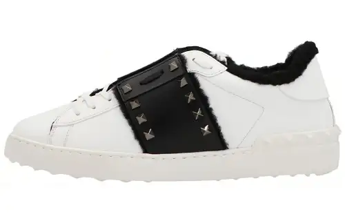 Valentino UNTITLED Leather Classic Low top Stylish Skateboarding Shoes Men's White Black
