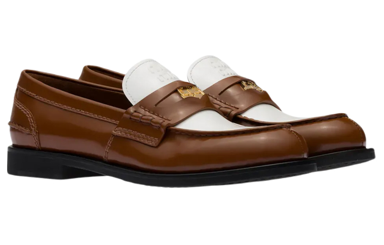 MIU MIU Penny Leather Women's Casual Shoes Women's White Brown