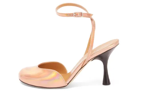 LOEWE Leather Fashion Slim Heel Closed Toe Slippers Women's Rose Gold