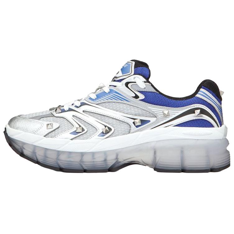 Valentino Valentino GARAVANI MS-2960 fabric leather lace-up round toe shock-absorbing low-cut sports and casual shoes men's silver blue black
