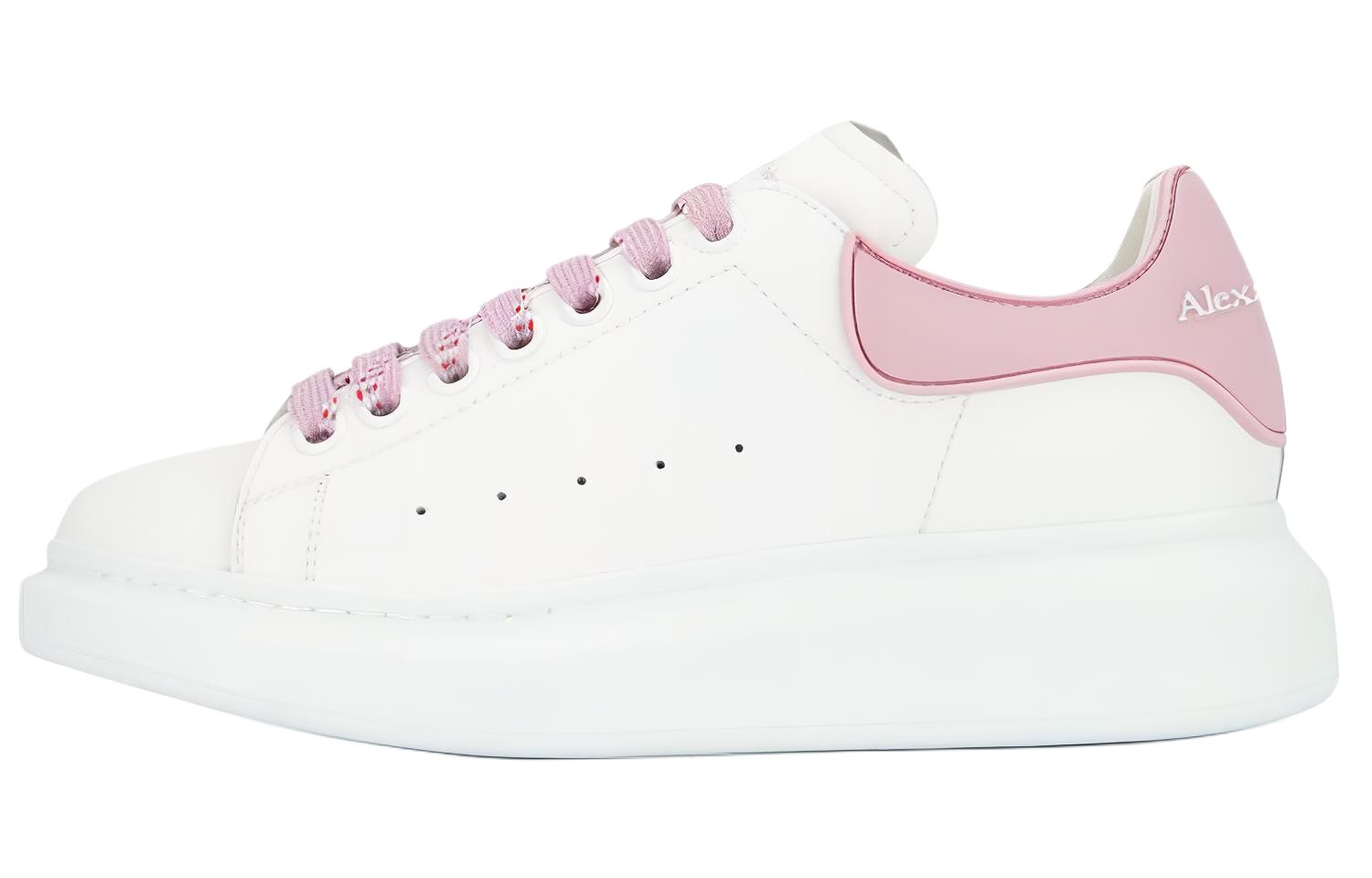 Женские кеды Alexander McQueen Oversized Sneaker (бело-розовые)