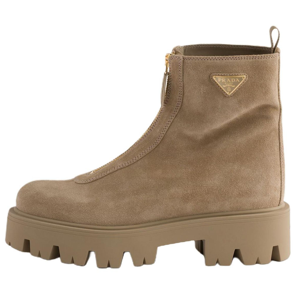 Женские ботинки Prada 5cm (бежевые)