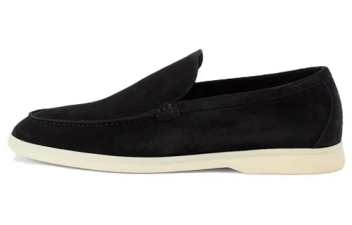 Loro Piana Summer Walk Suede Loafers Men's Black