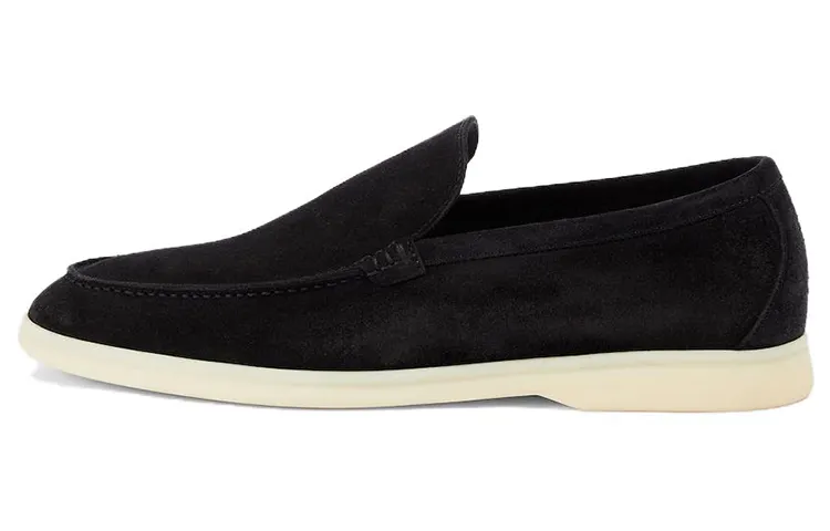 Loro Piana Summer Walk Suede Loafers Men's Black