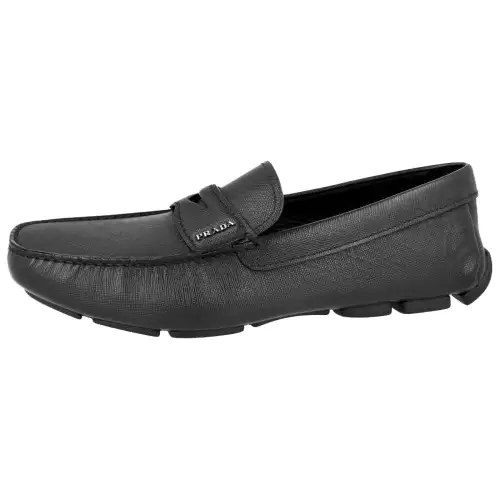 PRADA Saffiano Leather Casual Shoes Men's Black