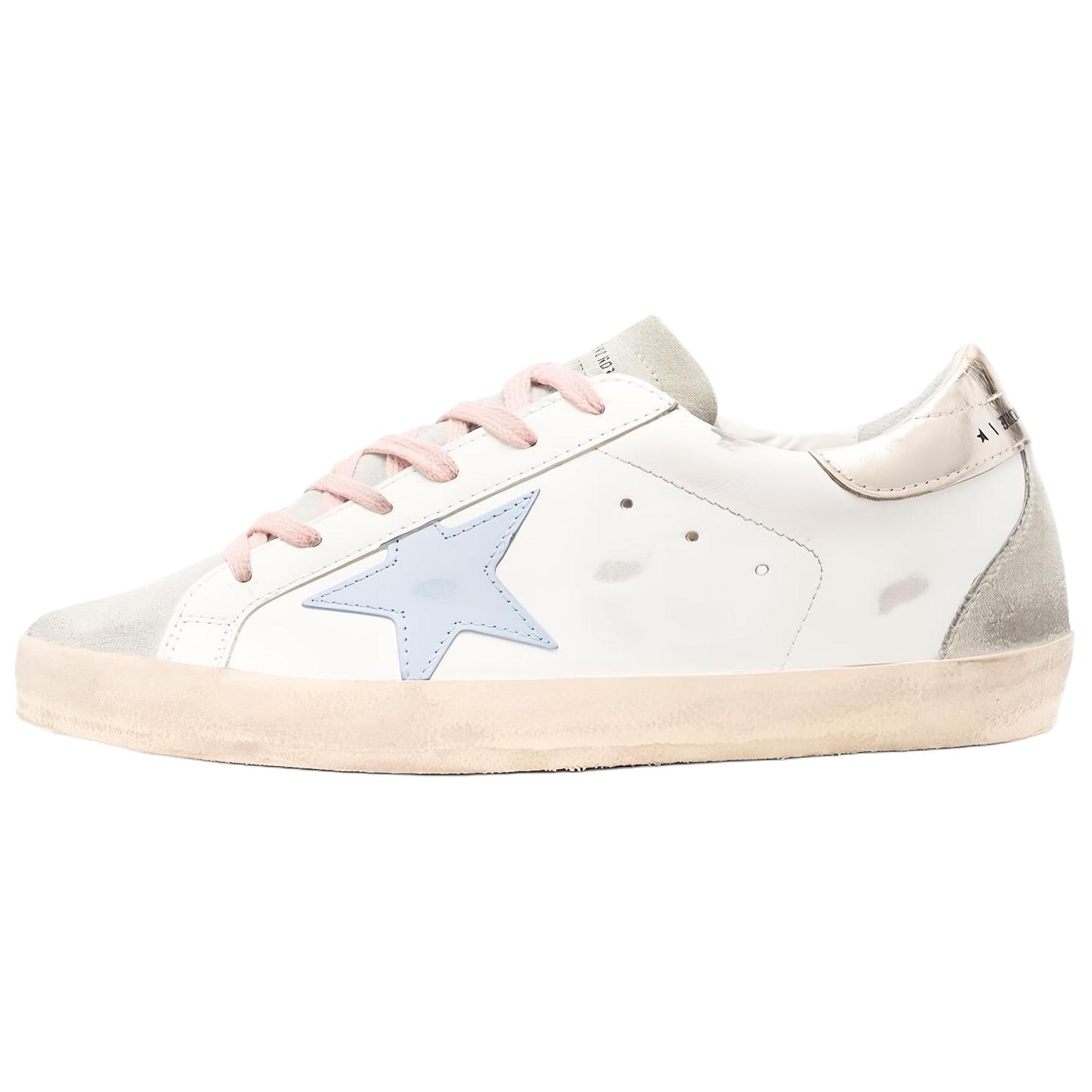 Женские кеды Golden Goose Super-Star (бело-розово-серые)