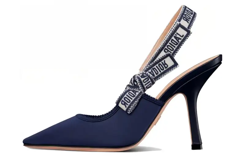 DIOR J'Adior Leather Slim Heel High Heels 10cm Women's Blue Black