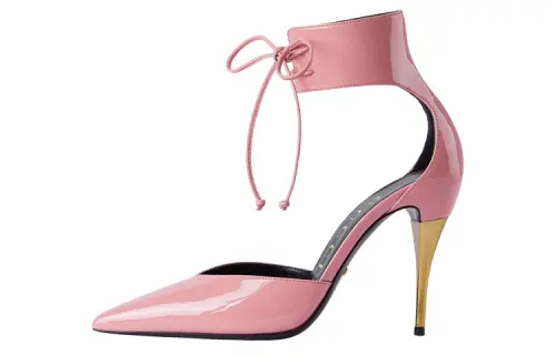 GUCCI Patent Leather Cone Heel High Heels 10.5cm Women's Pink