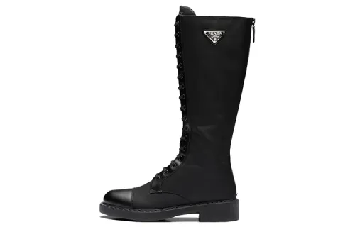 PRADA Women's Brushed Leather And Re-Nylon Boot 'Black'