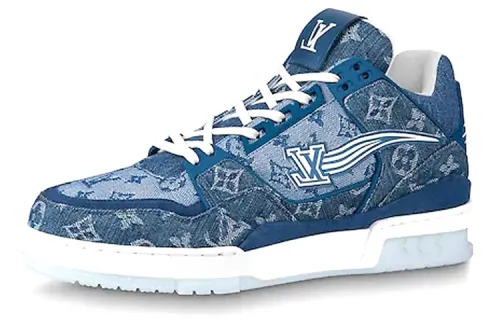 LOUIS VUITTON Trainer Ankle Sneakers 'Denim Monogram'