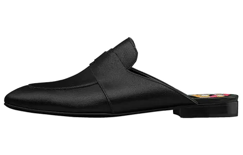 HERMES Catena Closed Toe Slippers Women's Black