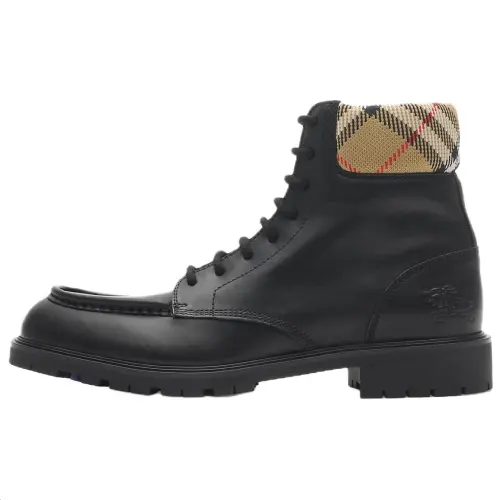 Burberry Rogue Calfskin Short Combat Boots Men's Black