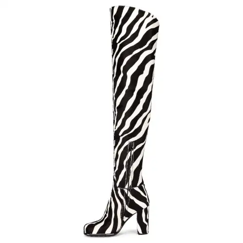 Bottega Veneta Storm Zebra Print Knee high Boots Women's White