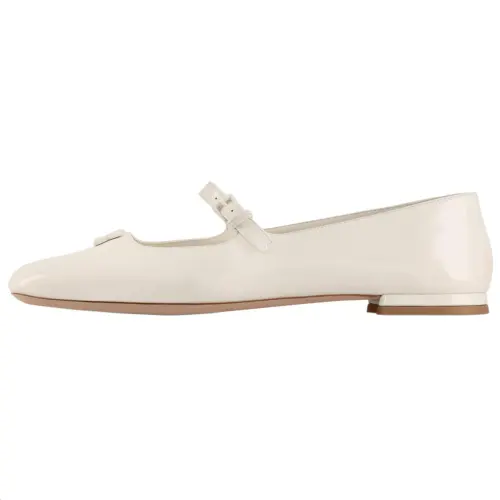 LOUIS VUITTON Swing Cow Leather Flat Mary Jane Shoes Women's Beige