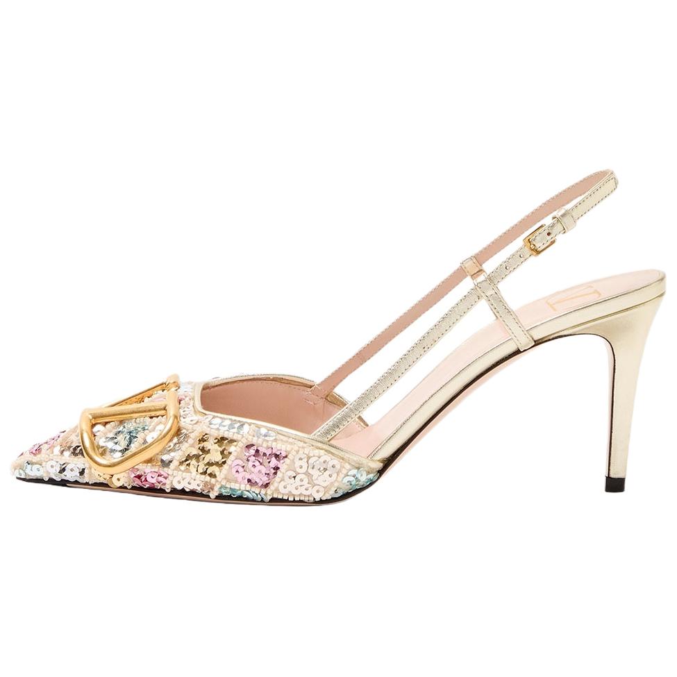 Женские туфли Valentino VLogo Signature (золотые)