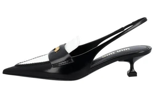 MIU MIU Penny Leather Slim Heel High Heels Women's Black