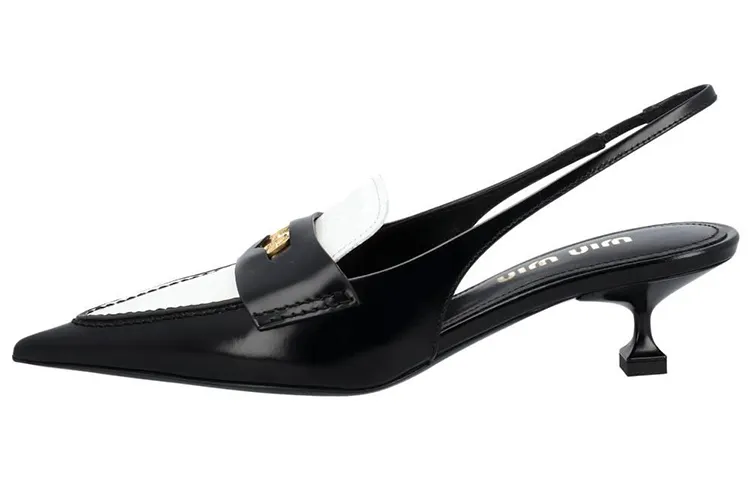 MIU MIU Penny Leather Slim Heel High Heels Women's Black