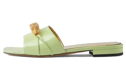 GUCCI Genuine Leather Sole Slide Slippers Women's Green