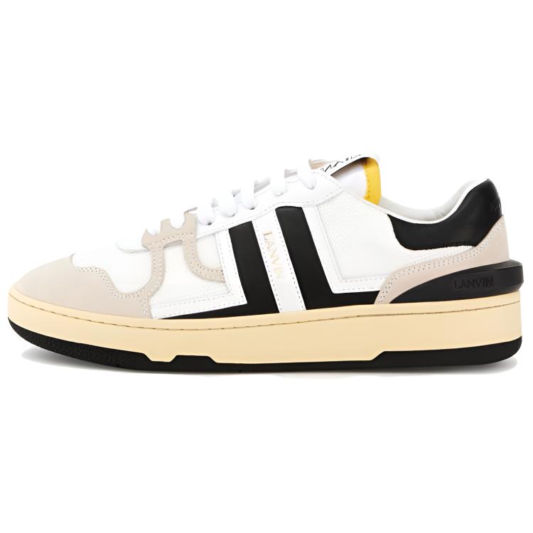 Lanvin Clay Mesh, Leather Lace Up Cushioning Low top Sports Lifestyle Casual Shoes Men's Black White