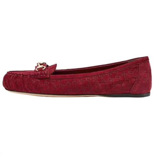 GUCCI Suede Casual Shoes Women's Red