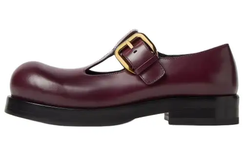 Bottega Veneta Helium Leather Chunky Heel Casual Shoes Women's Burgundy