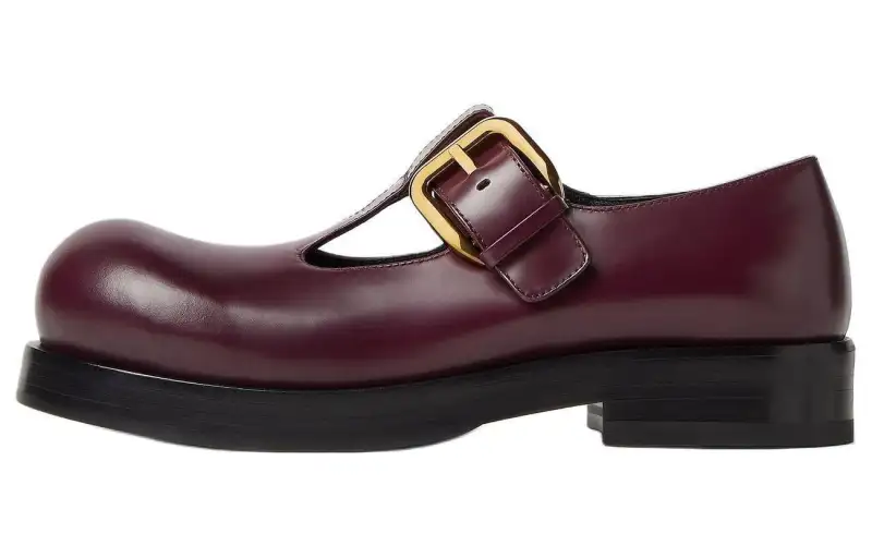Bottega Veneta Helium Leather Chunky Heel Casual Shoes Women's Burgundy
