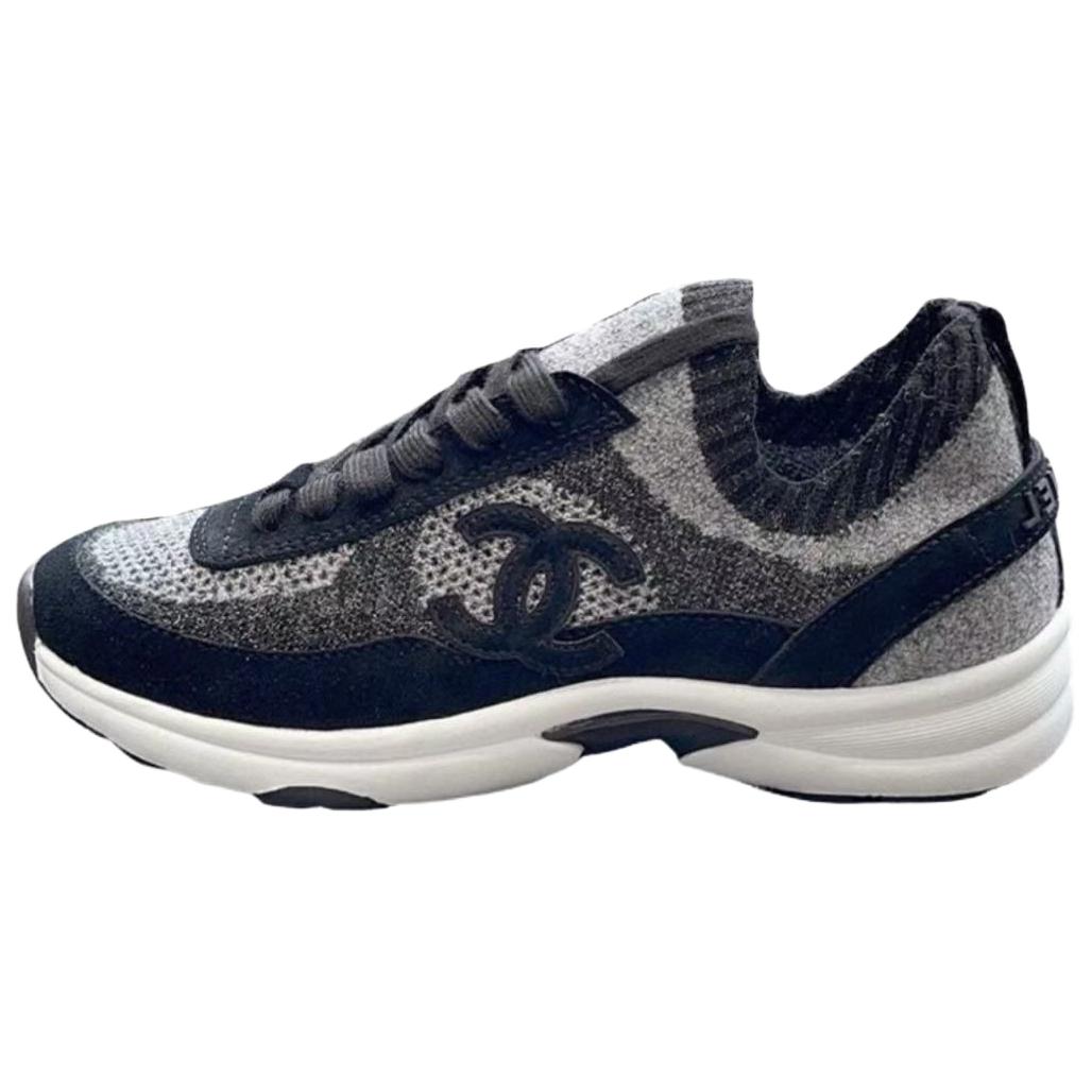 CHANEL 23B Low top Casual Shoes Men's Gray Blue