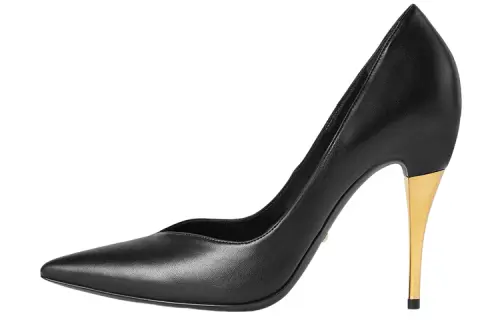 GUCCI Leather Slim Heel High Heels 10.5cm Women's Black