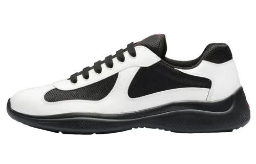 PRADA Leather Lace Up Cushioning Low top Sports Casual Shoes Men's Black White