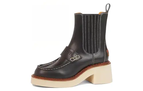 KENZO Leather Short Chelsea Boots Women's Black