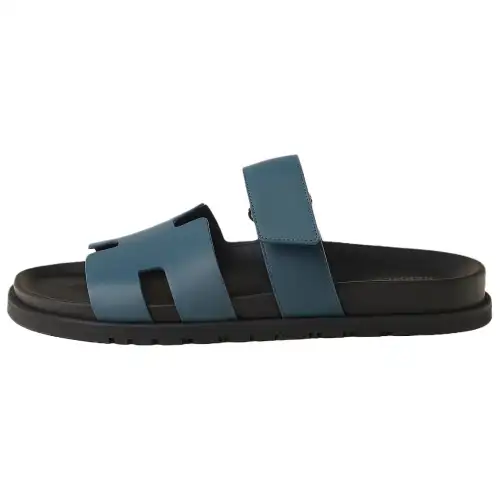 HERMES Chypre Slide Slippers Men's Sky Blue