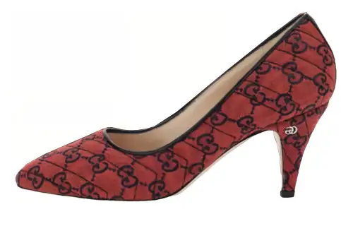 GUCCI Slip on Cone Heel High Heels Women's Red Blue
