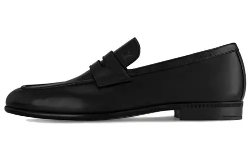 LOUIS VUITTON Glove Cow Leather Loafers Men's Black