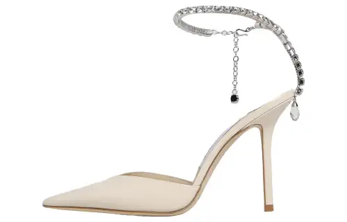 Jimmy Choo Saeda Patent Leather Slim Heel High Heels Women's White