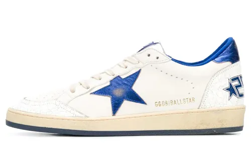 Golden Goose Ball Star Stylish Skateboarding Shoes Men's White Blue