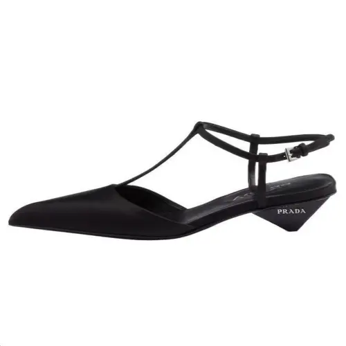 PRADA Leather Irregular Heel High Heels 3.5cm Women's Black