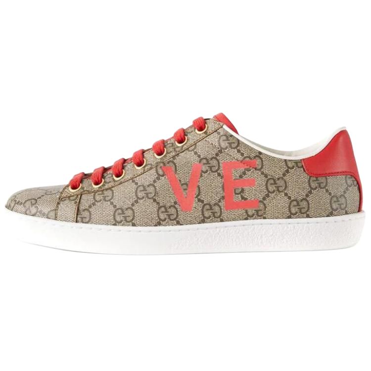Женские кеды Gucci ACE Valentine's Day (коричневые / чернильно-розовые)