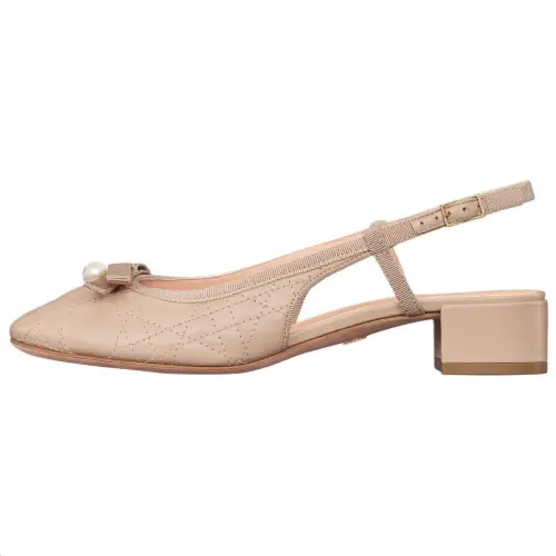 DIOR Ballet Cow Leather Chunky Heel High Heels Women's Apricot