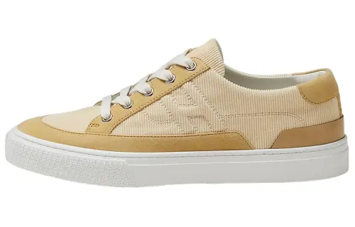 HERMES Deep Leather Low top Stylish Skateboarding Shoes Women's Khaki