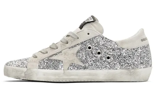 Golden Goose Super Star Distressed Low top Skateboard Shoes Women's Gray Silver