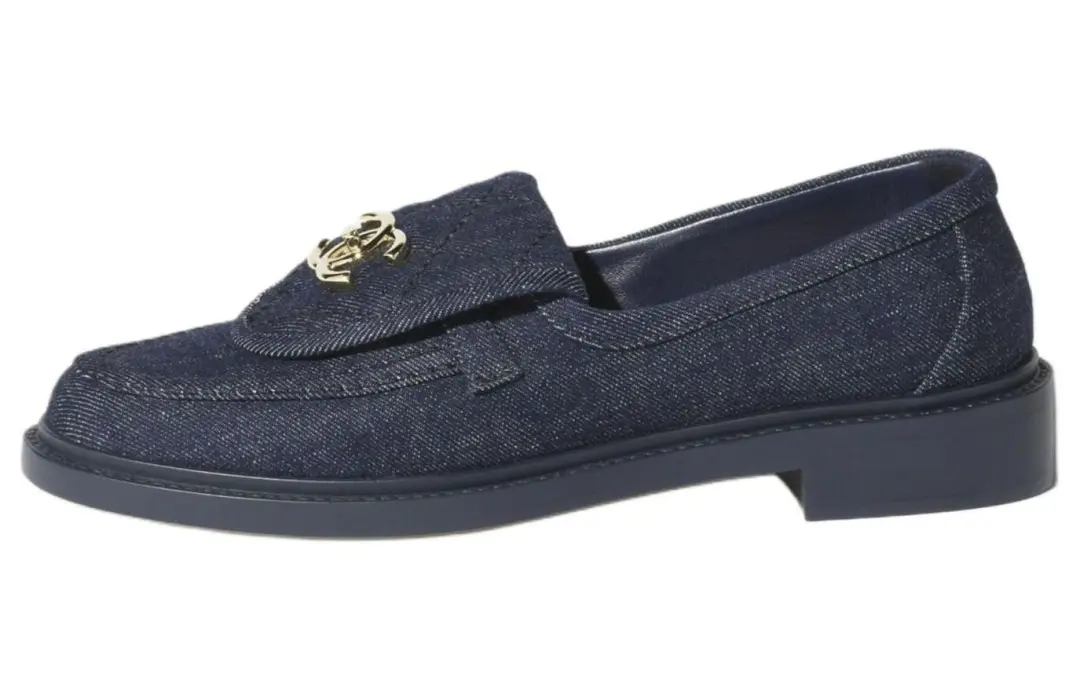 CHANEL Denim Loafers 2cm Women's Blue