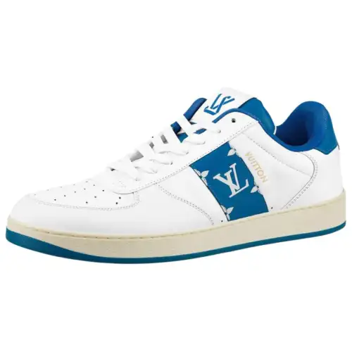 LOUIS VUITTON Rivoli Sneakers 'White With Blue Side Monogram Band'