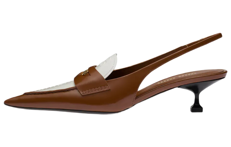 MIU MIU Penny Leather Slim Heel High Heels Women's White Brown