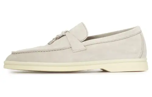Loro Piana Suede Loafers Women's Ecru