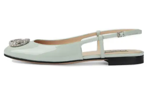 GUCCI Patent Leather Casual Shoes Women's Light Green