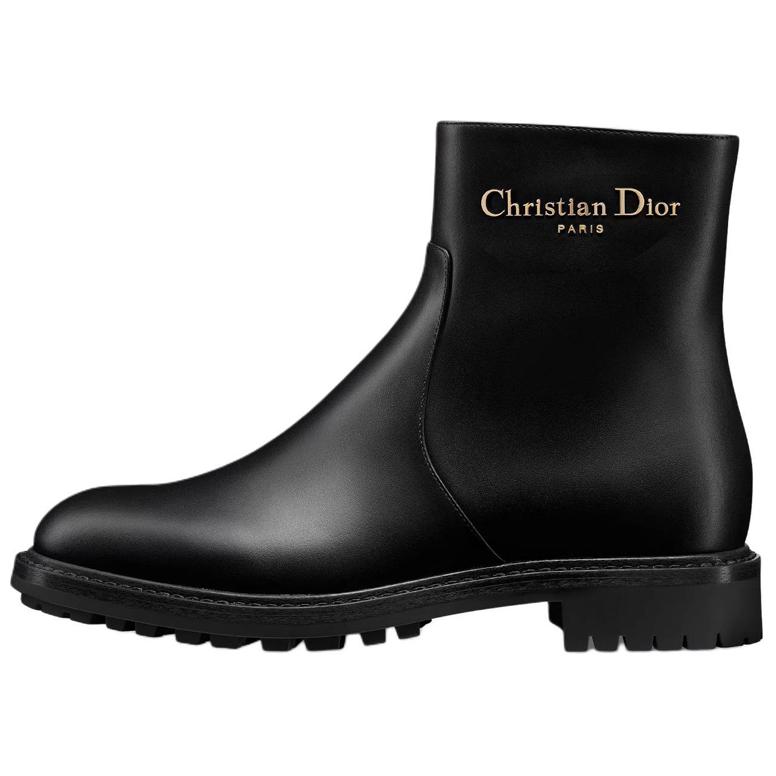DIOR D Town Calfskin Ankle Boots Women's Black