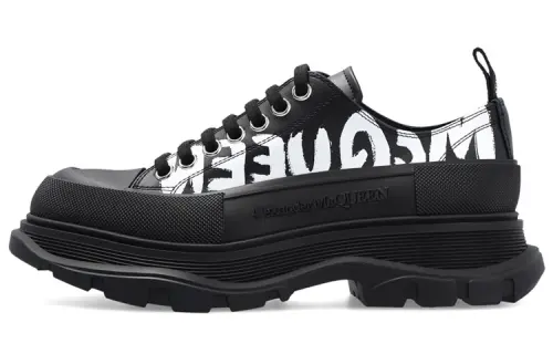 Alexander McQueen Tread Slick Low Lace Up Shoes 'Black White' Women's